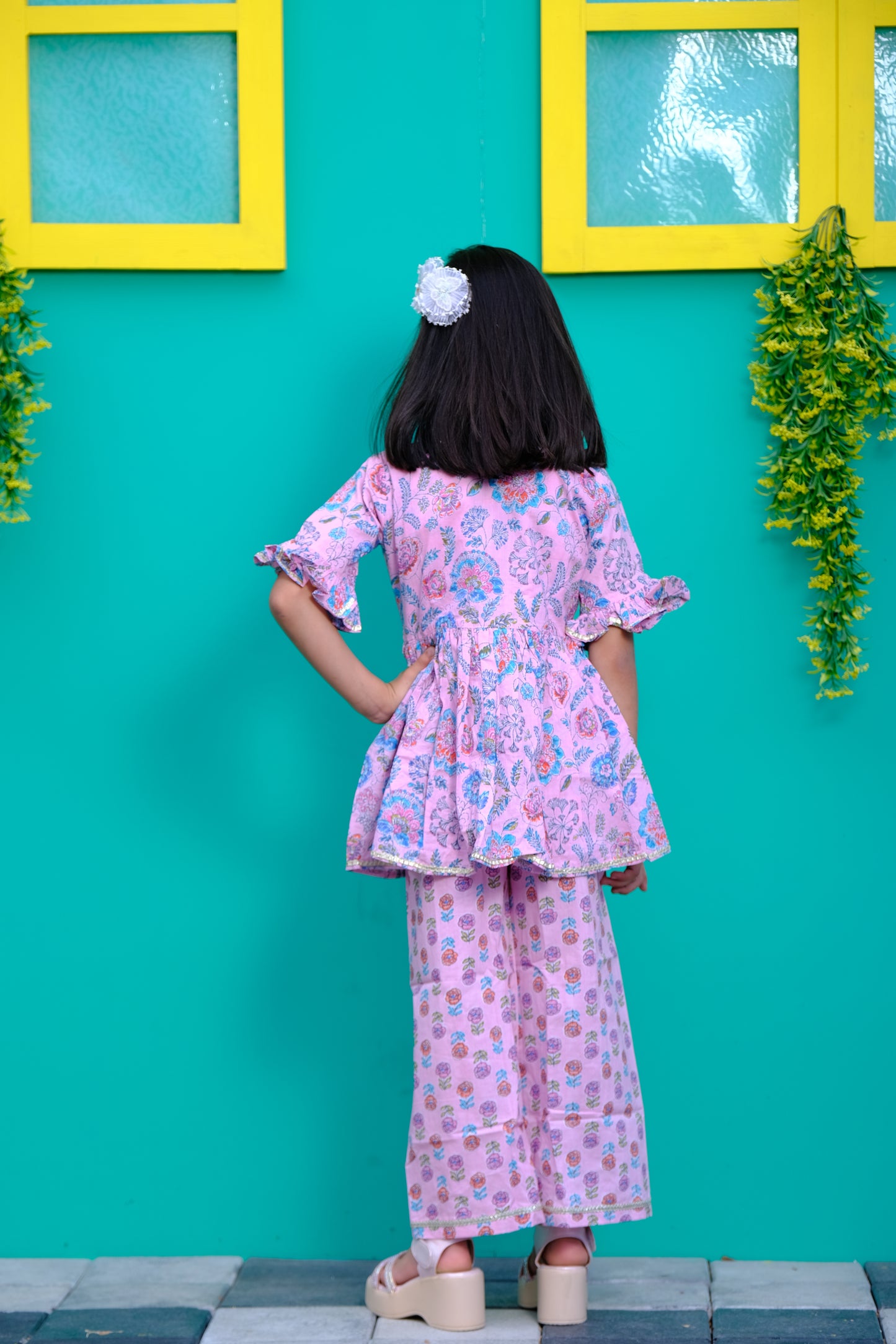 Rosy Twirl shrug with pant