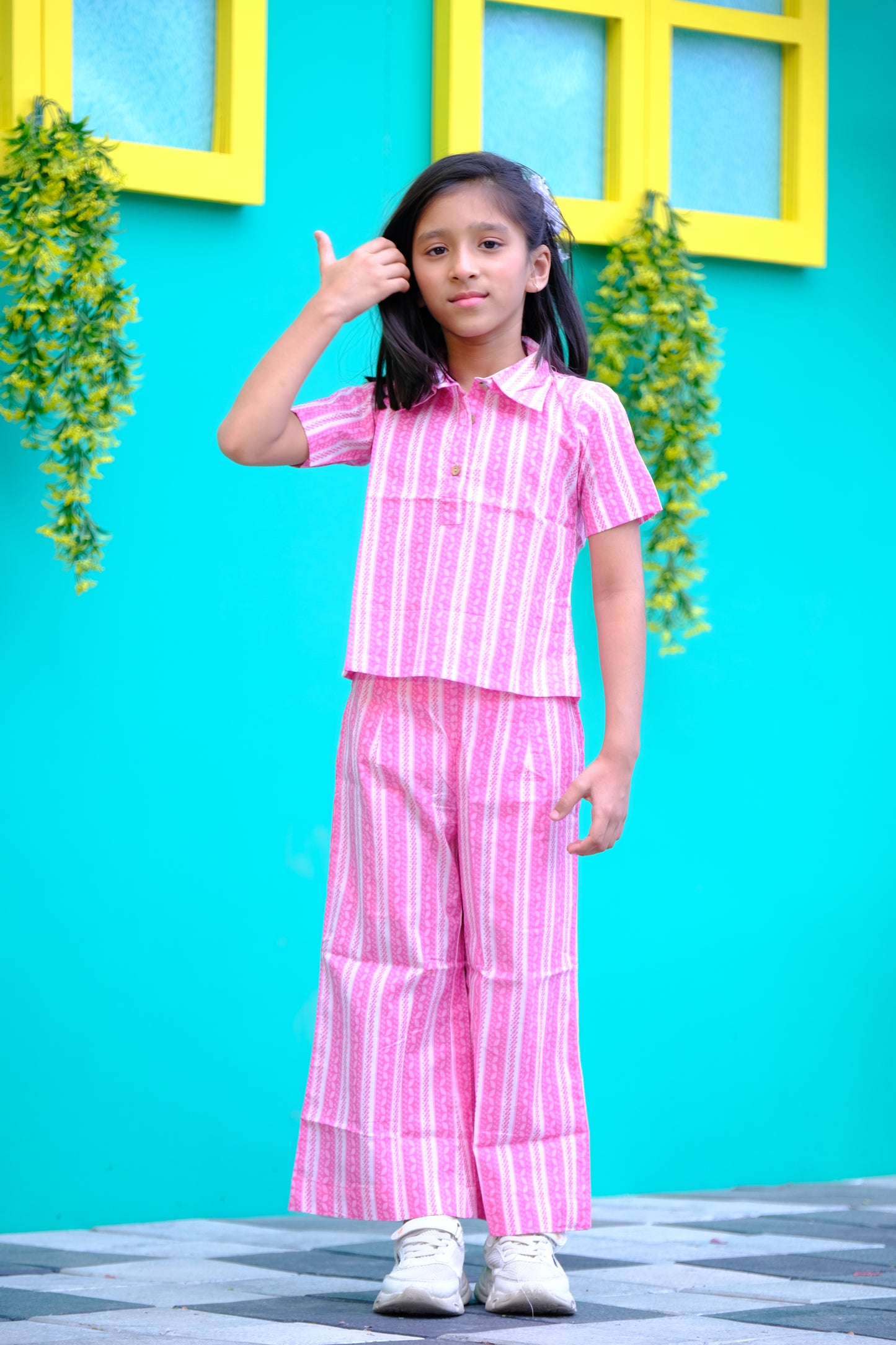 Sunmmer stripes collared co-ord set