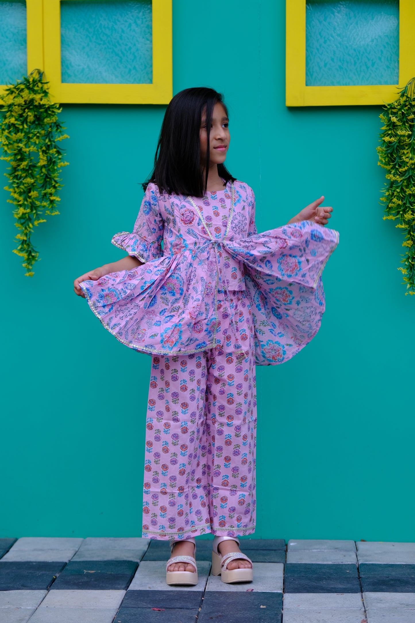 Rosy Twirl shrug with pant