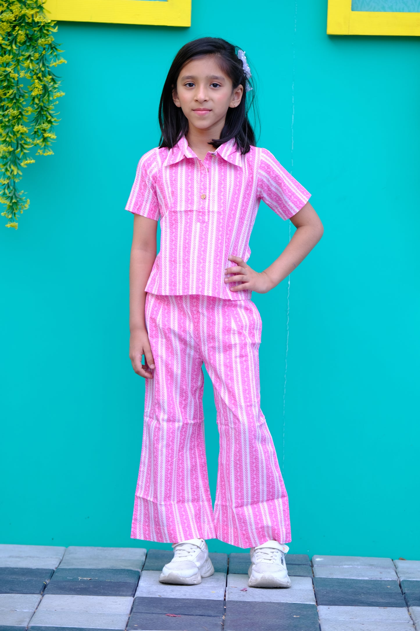 Sunmmer stripes collared co-ord set