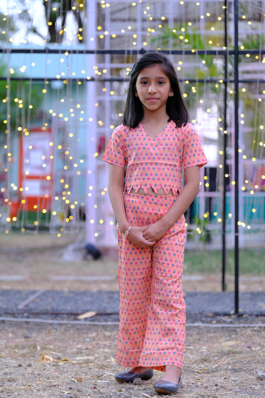 Peach blossom zigzag co-ord set